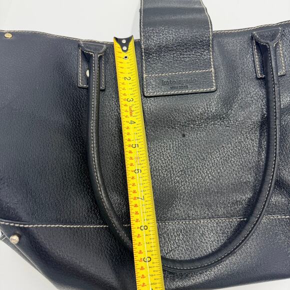 Vintage Kate Spade Black Shoulder Bag Purse Gold Hardware Striped Interior - Picture 15 of 16